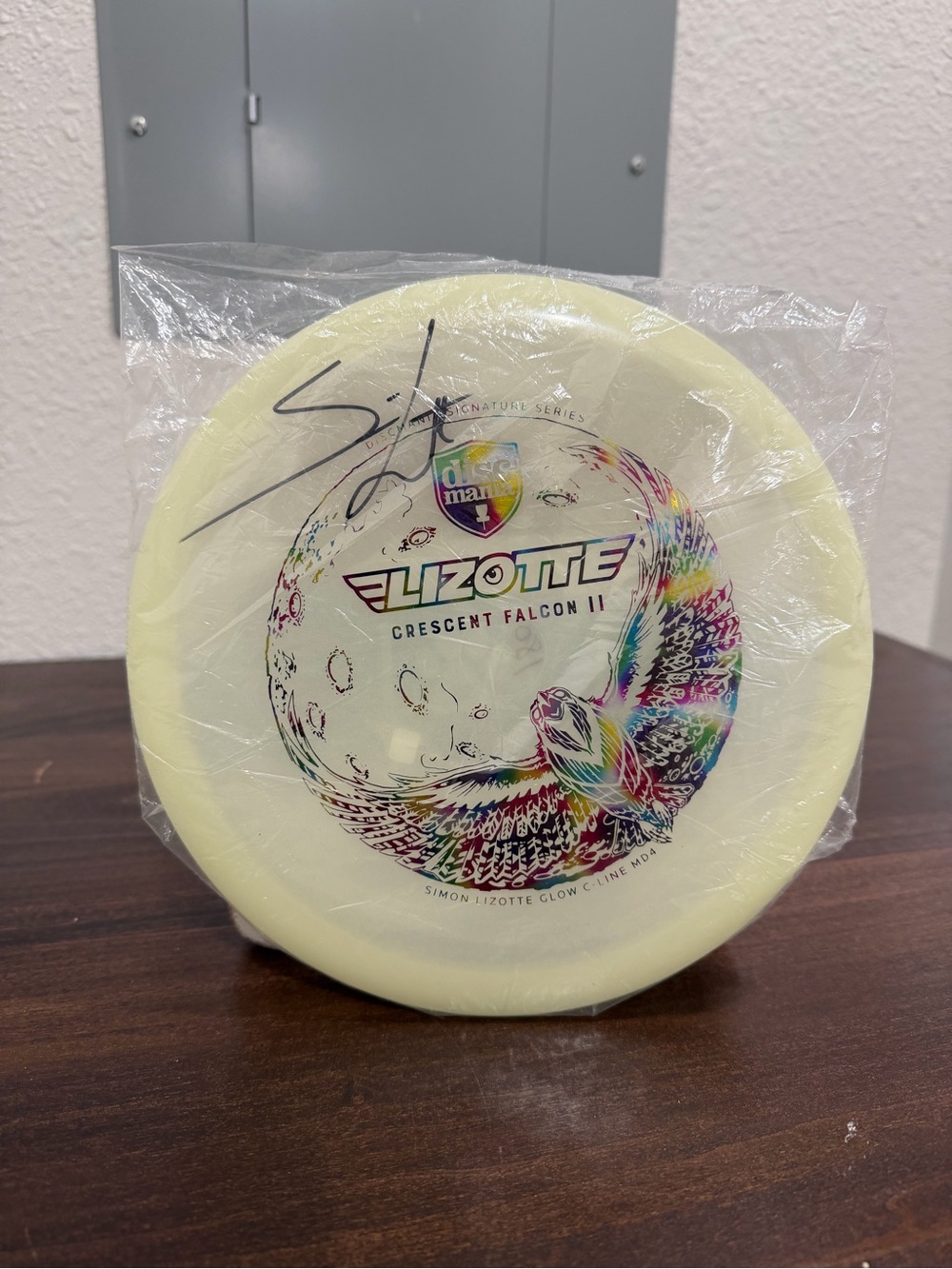 SIGNED Discmania Simon Lizotte Crescent Falcon II Glow Disc - Yellow